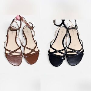 Bundle Cole Haan Strappy Ankle Buckle Sandals - Brown / Black 2 pair